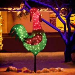 6 Ft. 3D Rooster Outdoor Christmas Holiday Yard Decoration Warm White Light -Christmas Decor Shop veikous christmas yard decorations pg0403 13 31 1000