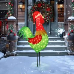 6 Ft. 3D Rooster Outdoor Christmas Holiday Yard Decoration Warm White Light -Christmas Decor Shop veikous christmas yard decorations pg0403 13 44 1000