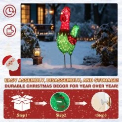 6 Ft. 3D Rooster Outdoor Christmas Holiday Yard Decoration Warm White Light -Christmas Decor Shop veikous christmas yard decorations pg0403 13 77 1000