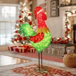 6 Ft. 3D Rooster Outdoor Christmas Holiday Yard Decoration Warm White Light -Christmas Decor Shop veikous christmas yard decorations pg0403 13 fa 1000