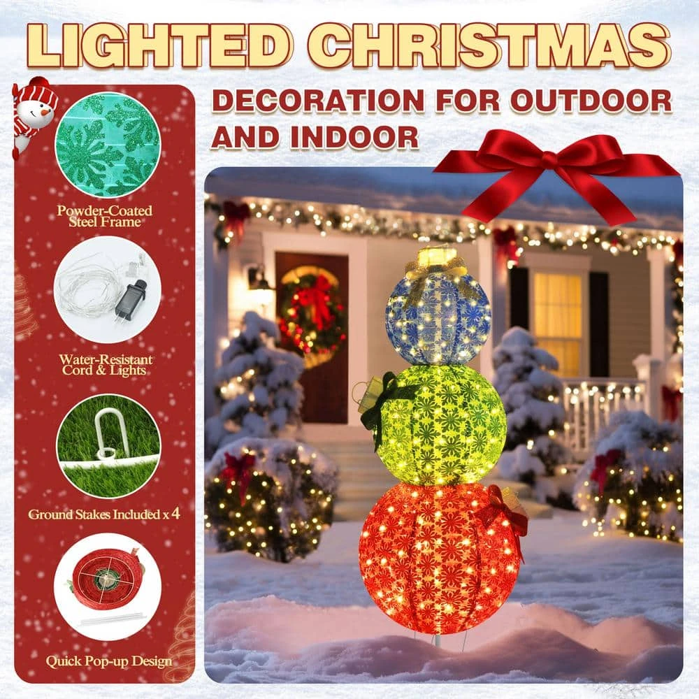 5 Ft. Pop-Up Ornament Stack Outdoor Christmas Holiday Yard Decoration Warm White LED 10 5 Ft. Pop-Up Ornament Stack Outdoor Christmas Holiday Yard Decoration Warm White LED - Image 8