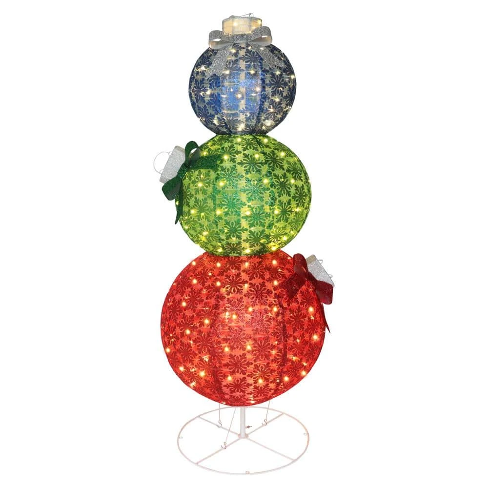 5 Ft. Pop-Up Ornament Stack Outdoor Christmas Holiday Yard Decoration Warm White LED 3 5 Ft. Pop-Up Ornament Stack Outdoor Christmas Holiday Yard Decoration Warm White LED