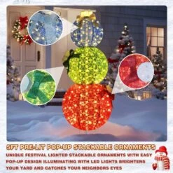 5 Ft. Pop-Up Ornament Stack Outdoor Christmas Holiday Yard Decoration Warm White LED 24 5 Ft. Pop-Up Ornament Stack Outdoor Christmas Holiday Yard Decoration Warm White LED -Christmas Decor Shop veikous christmas yard decorations pg0403 20 76 1000