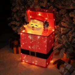 27 In. 3D Animated Santa Claus In Gift Box Outdoor Christmas Yard Decoration Warm White LED Lights 17 27 In. 3D Animated Santa Claus In Gift Box Outdoor Christmas Yard Decoration Warm White LED Lights -Christmas Decor Shop veikous christmas yard decorations pg0403 23 40 1000