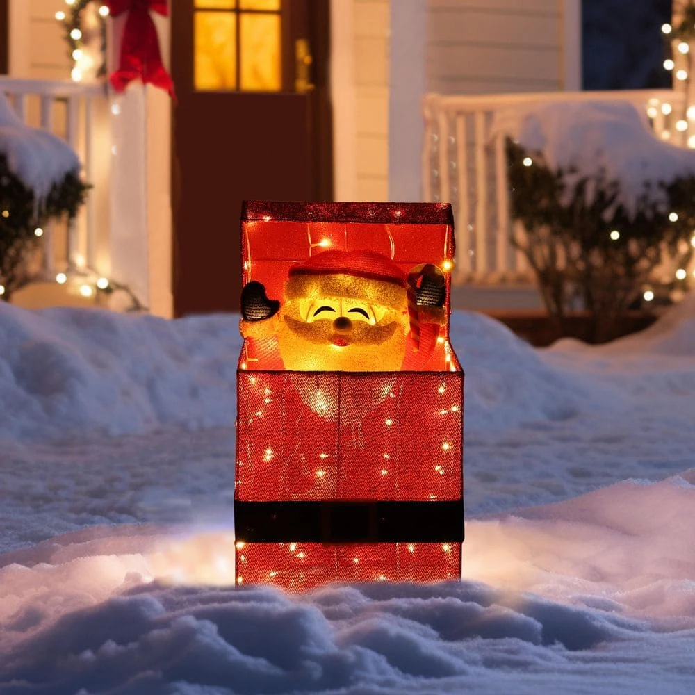 27 In. 3D Animated Santa Claus In Gift Box Outdoor Christmas Yard Decoration Warm White LED Lights 13 27 In. 3D Animated Santa Claus In Gift Box Outdoor Christmas Yard Decoration Warm White LED Lights - Image 11