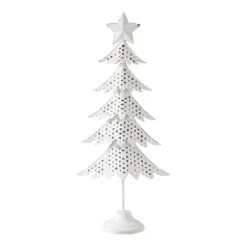 18 In. Antique White Metal Christmas Tree Figurine