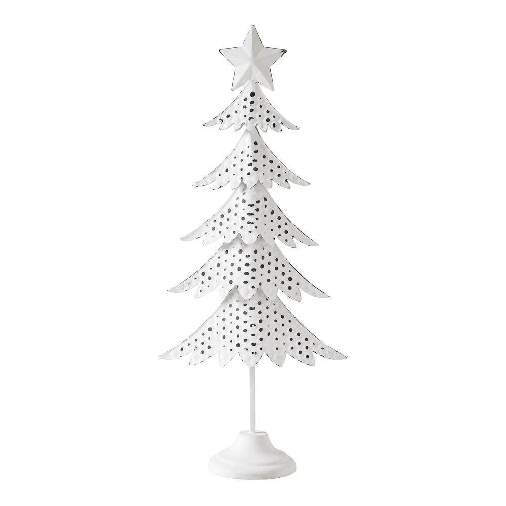 18 In. Antique White Metal Christmas Tree Figurine 3 18 In. Antique White Metal Christmas Tree Figurine