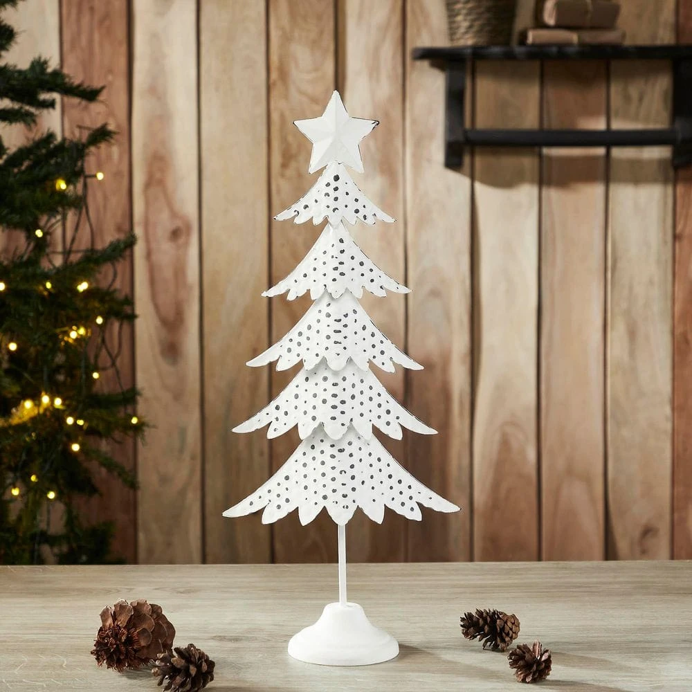 18 In. Antique White Metal Christmas Tree Figurine 4 18 In. Antique White Metal Christmas Tree Figurine - Image 2