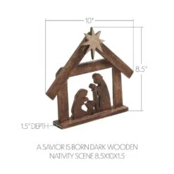 8.5 In. Dark Wooden Christmas Nativity Scene -Christmas Decor Shop vhc brands christmas figurines 90105 4f 1000
