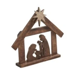 8.5 In. Dark Wooden Christmas Nativity Scene