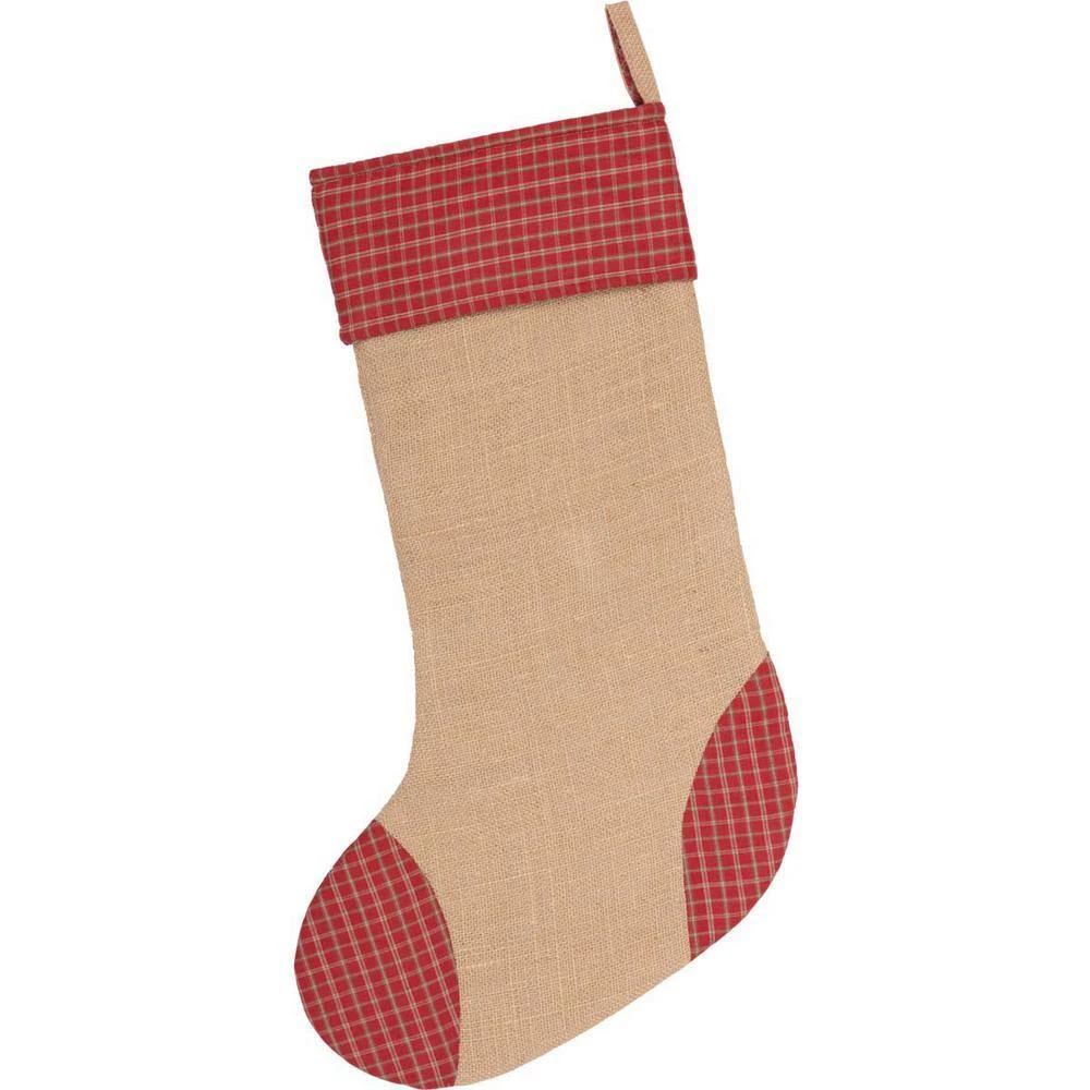 20 In. Cotton And Jute Green Dolly Star Primitive Christmas Decor Pocket Stocking 4 20 In. Cotton And Jute Green Dolly Star Primitive Christmas Decor Pocket Stocking - Image 2