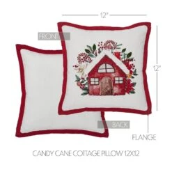 12 In. X 12 In. Candy Cane Cottage Christmas Throw Pillow -Christmas Decor Shop vhc brands christmas textiles 85503 1f 1000