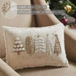 10 In. X 14 In. Creme Embellished Christmas Trees Decorative Throw Pillow -Christmas Decor Shop vhc brands christmas textiles 85505 44 1000