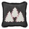 12 In. X 12 In. Soft Black, Light Creme, Candy Cane Red 3-Trees Woven Decorative Christmas Throw Pillow -Christmas Decor Shop vhc brands christmas textiles 85506 64 1000