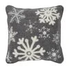 12 In. X 12 In. Grey Snowflakes Woolen Felt Christmas Winter Throw Pillow -Christmas Decor Shop vhc brands christmas textiles 85507 64 1000
