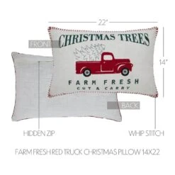 14 In. X 22 In. Farm Fresh Red Truck Christmas Throw Pillow -Christmas Decor Shop vhc brands christmas textiles 85576 1f 1000