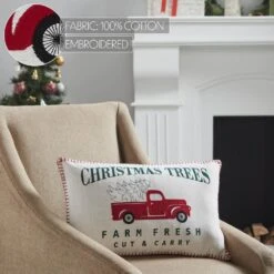 14 In. X 22 In. Farm Fresh Red Truck Christmas Throw Pillow -Christmas Decor Shop vhc brands christmas textiles 85576 44 1000