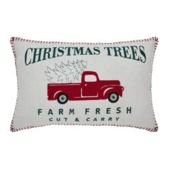14 In. X 22 In. Farm Fresh Red Truck Christmas Throw Pillow