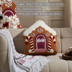 18x18 Gingerbread House Embroidered Velvet Pillow -Christmas Decor Shop vhc brands christmas textiles 89887 1f 1000
