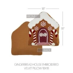 18x18 Gingerbread House Embroidered Velvet Pillow -Christmas Decor Shop vhc brands christmas textiles 89887 4f 1000