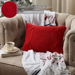 12x16 Cable Knit Sweater Pillow Red -Christmas Decor Shop vhc brands christmas textiles 89898 1f 1000