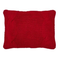 12x16 Cable Knit Sweater Pillow Red
