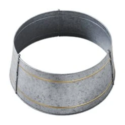 Seasons Crest 20 In. Galvanized Silver Metal Christmas Tree Collar -Christmas Decor Shop vhc brands christmas tree collars 85437 4f 1000