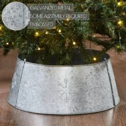 Seasons Crest 20 In. Galvanized Silver Snowflake Metal Christmas Tree Collar -Christmas Decor Shop vhc brands christmas tree collars 85442 fa 1000