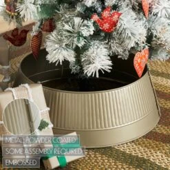 Ribbed 24 In. D Antique Gold Metal Tree Collar 9 Ribbed 24 In. D Antique Gold Metal Tree Collar -Christmas Decor Shop vhc brands christmas tree collars 90055 1f 1000