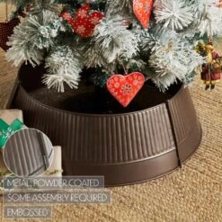 Ribbed 24 In. D Bronze Metal Tree Collar -Christmas Decor Shop vhc brands christmas tree collars 90056 1f 1000