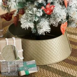 Lattice 24 In. D Antique Gold Metal Tree Collar -Christmas Decor Shop vhc brands christmas tree collars 90061 1f 1000