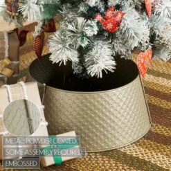 Lattice 20 In. D Antique Gold Metal Tree Collar -Christmas Decor Shop vhc brands christmas tree collars 90064 1f 1000