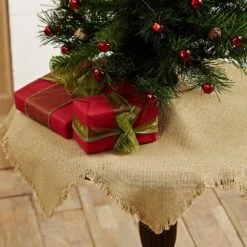 21 In. Burlap Natural Tan Farmhouse Christmas Decor Mini Tree Skirt -Christmas Decor Shop vhc brands christmas tree skirts 12068 31 1000