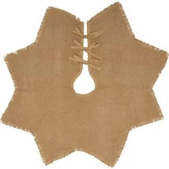 21 In. Burlap Natural Tan Farmhouse Christmas Decor Mini Tree Skirt