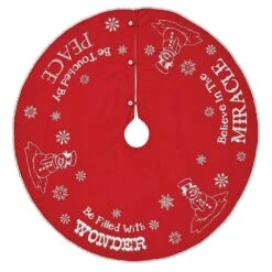 48 In. Cotton Winter Wonderment Bright Red Traditional Christmas Decor Tree Skirt