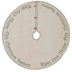 48 In. Cotton Tidings Light Khaki Tan Traditional Christmas Decor Tree Skirt