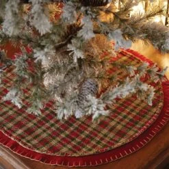 21 In. Cotton Cherry Red Rustic Christmas Decor Mini Tree Skirt -Christmas Decor Shop vhc brands christmas tree skirts 28772 31 1000