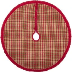 48 In. Claren Cherry Red Rustic Christmas Decor Tree Skirt