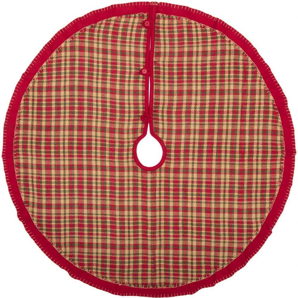 48 In. Claren Cherry Red Rustic Christmas Decor Tree Skirt 3 48 In. Claren Cherry Red Rustic Christmas Decor Tree Skirt