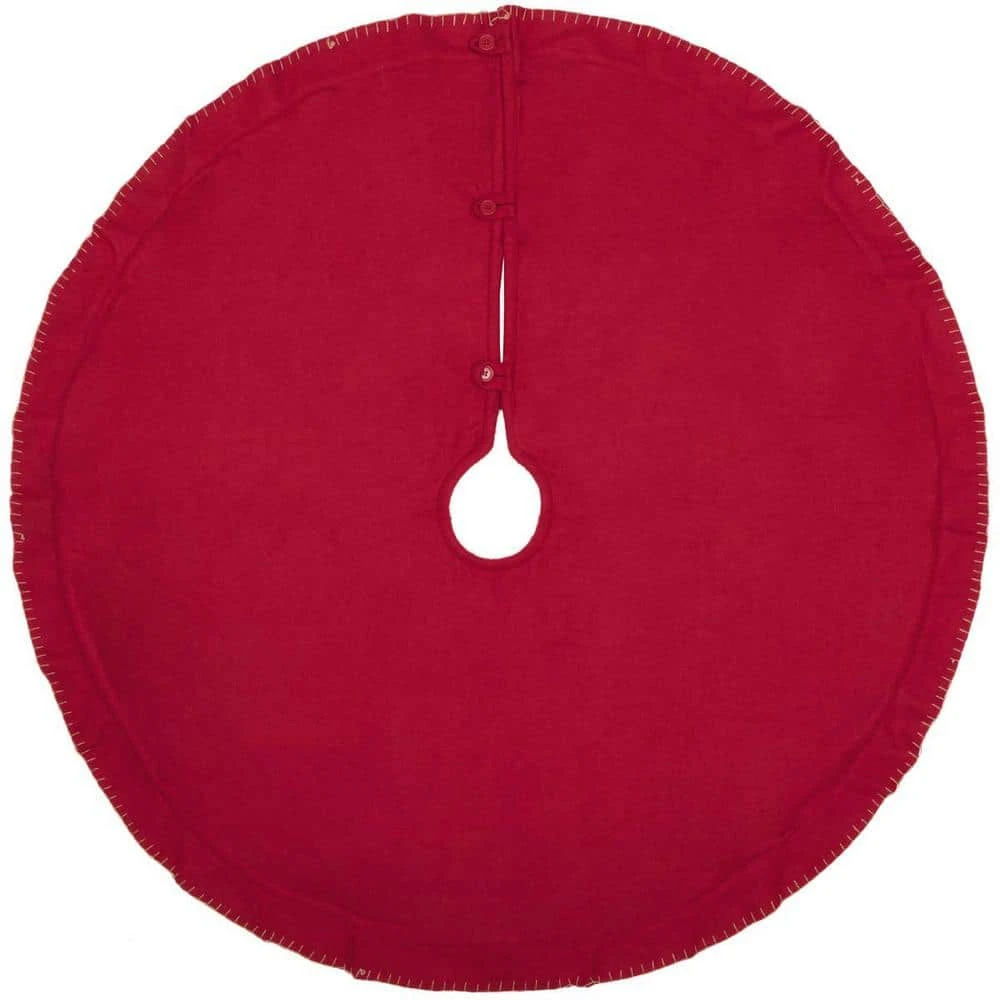 48 In. Claren Cherry Red Rustic Christmas Decor Tree Skirt 4 48 In. Claren Cherry Red Rustic Christmas Decor Tree Skirt - Image 2
