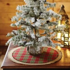 21 In. Robert Barn Red Rustic Christmas Decor Mini Tree Skirt -Christmas Decor Shop vhc brands christmas tree skirts 28792 31 1000