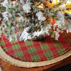 21 In. Robert Barn Red Rustic Christmas Decor Mini Tree Skirt -Christmas Decor Shop vhc brands christmas tree skirts 28792 44 1000