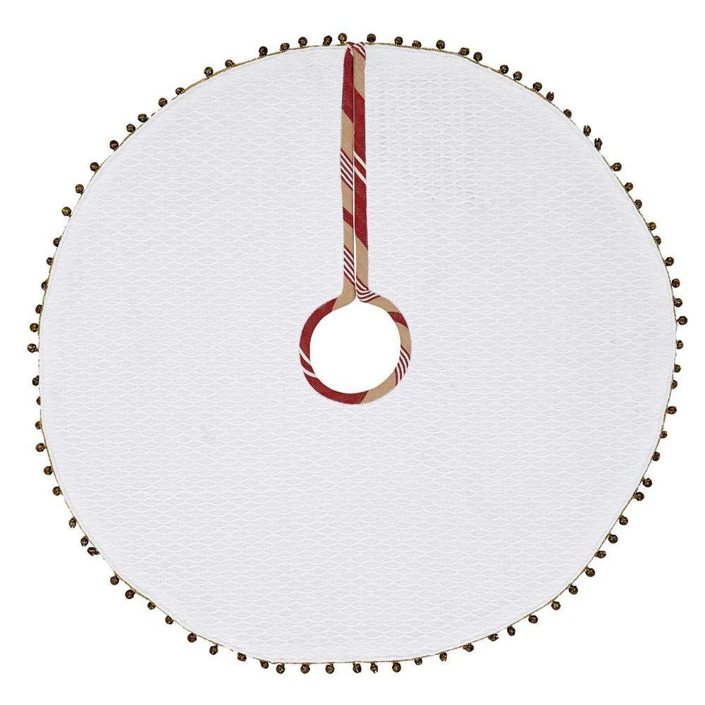 21 In. Vintage Stripe Candy Apple Red Farmhouse Christmas Decor Mini Tree Skirt 4 21 In. Vintage Stripe Candy Apple Red Farmhouse Christmas Decor Mini Tree Skirt - Image 2