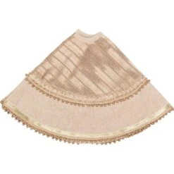 21 In. Celebrate Bronze Tan Glam Christmas Decor Mini Tree Skirt -Christmas Decor Shop vhc brands christmas tree skirts 32006 4f 1000
