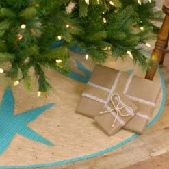 48 In. Nerine Robin Egg Blue Coastal Christmas Decor Tree Skirt -Christmas Decor Shop vhc brands christmas tree skirts 32042 31 1000