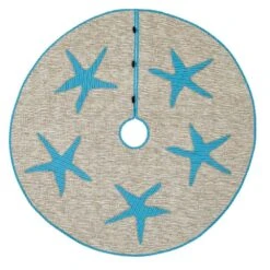 48 In. Nerine Robin Egg Blue Coastal Christmas Decor Tree Skirt