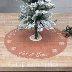 21 In. Let It Snow Apple Red Farmhouse Christmas Decor Mini Tree Skirt -Christmas Decor Shop vhc brands christmas tree skirts 32182 31 1000