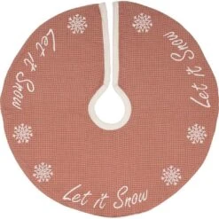 21 In. Let It Snow Apple Red Farmhouse Christmas Decor Mini Tree Skirt