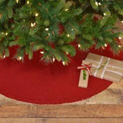 48 In. Red Festive Burlap Farmhouse Christmas Decor Tree Skirt 7 48 In. Red Festive Burlap Farmhouse Christmas Decor Tree Skirt -Christmas Decor Shop vhc brands christmas tree skirts 32261 31 1000