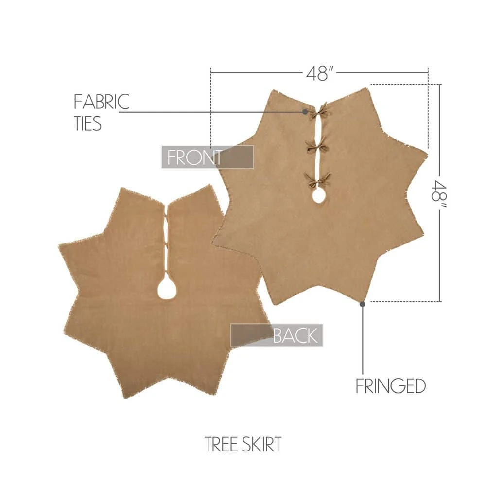 48 In. Burlap Natural Tan Farmhouse Christmas Decor Tree Skirt 7 48 In. Burlap Natural Tan Farmhouse Christmas Decor Tree Skirt - Image 5
